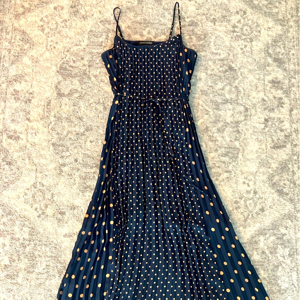 Banana Republic Maxi Dress in Navy with Gold Accents